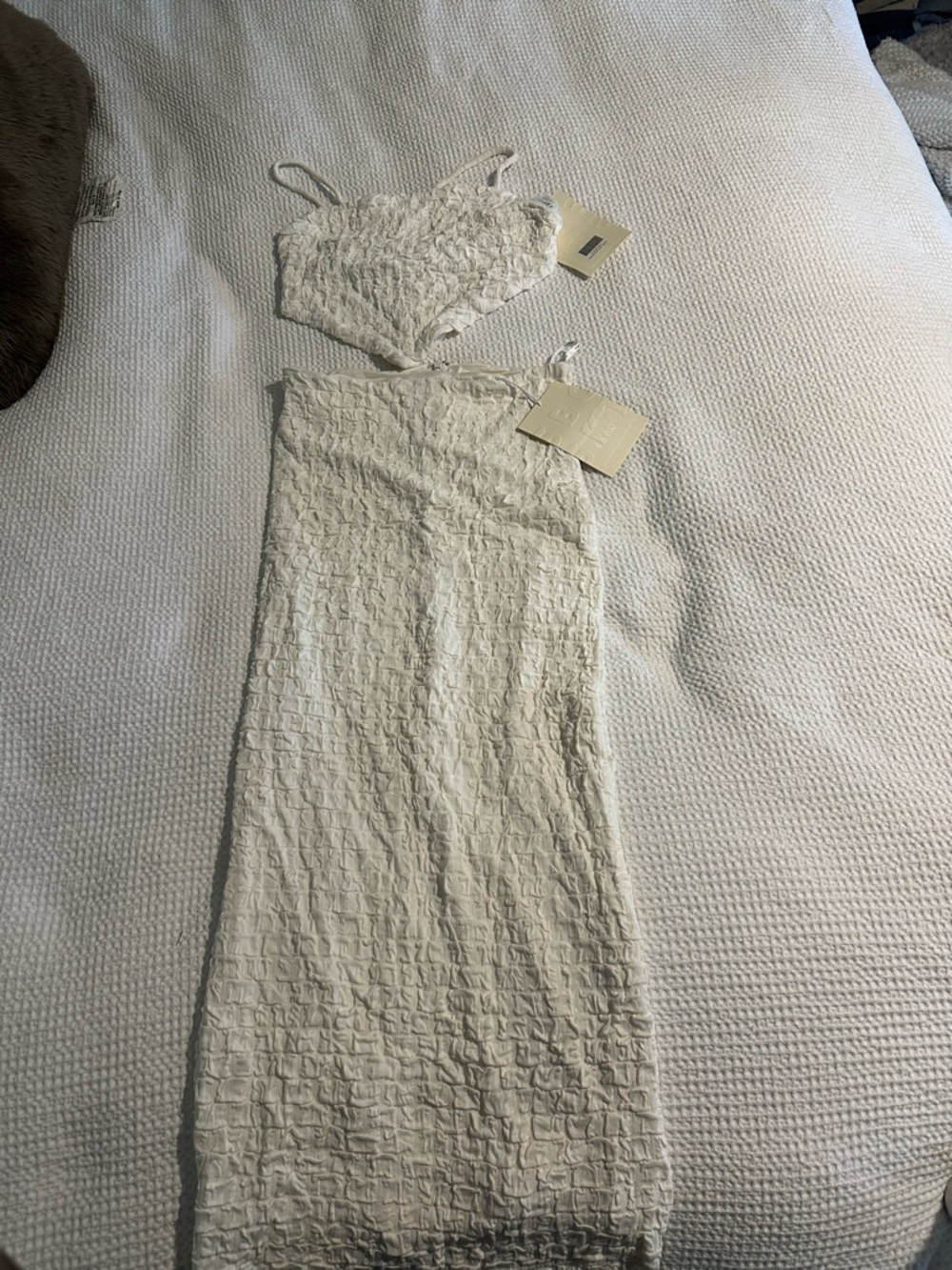 NWT Sabo Skirt Ivory Textured Two-Piece Set